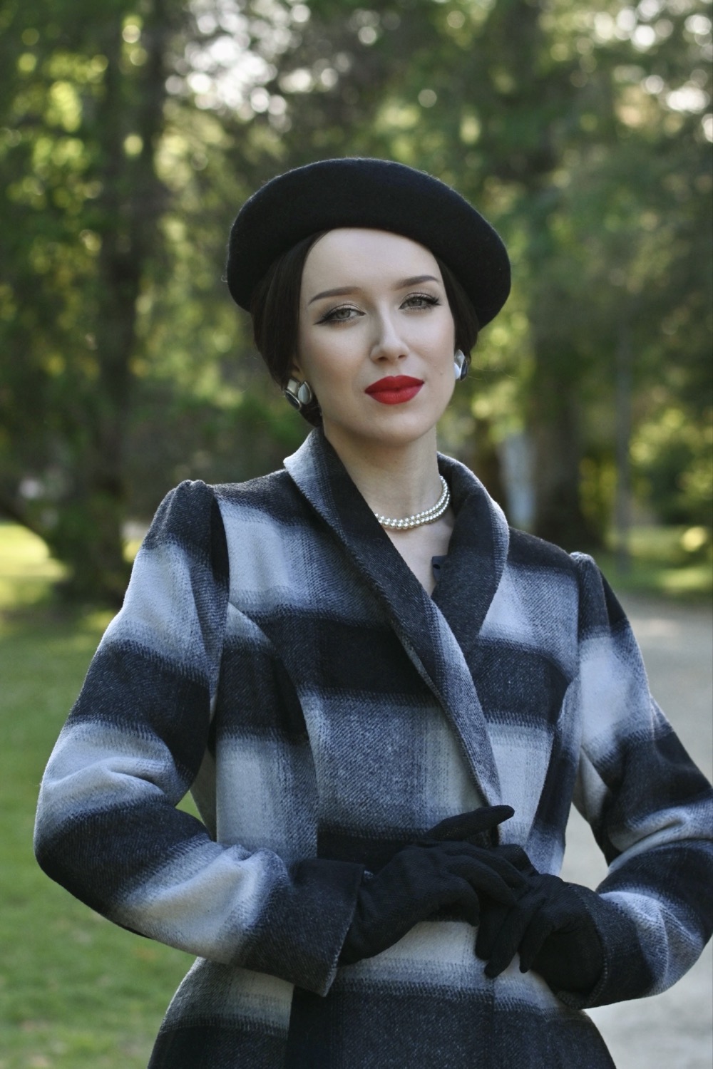 Lenora Check Swing Coat in Extended Sizing